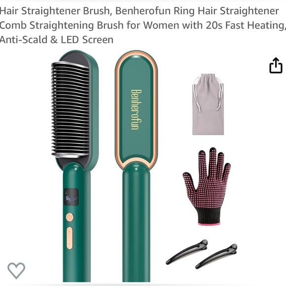 Benherofun Other - Green Hair Straightening Brush for Women
